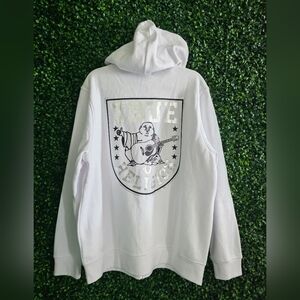 True Religion Men's White Hoodie with Graphic Design Size XL